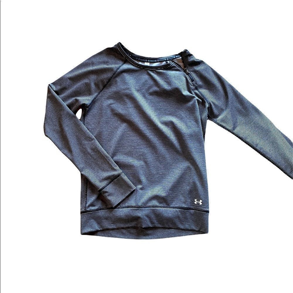 UNDER ARMOUR black and white striped pullover with zipper neck size small